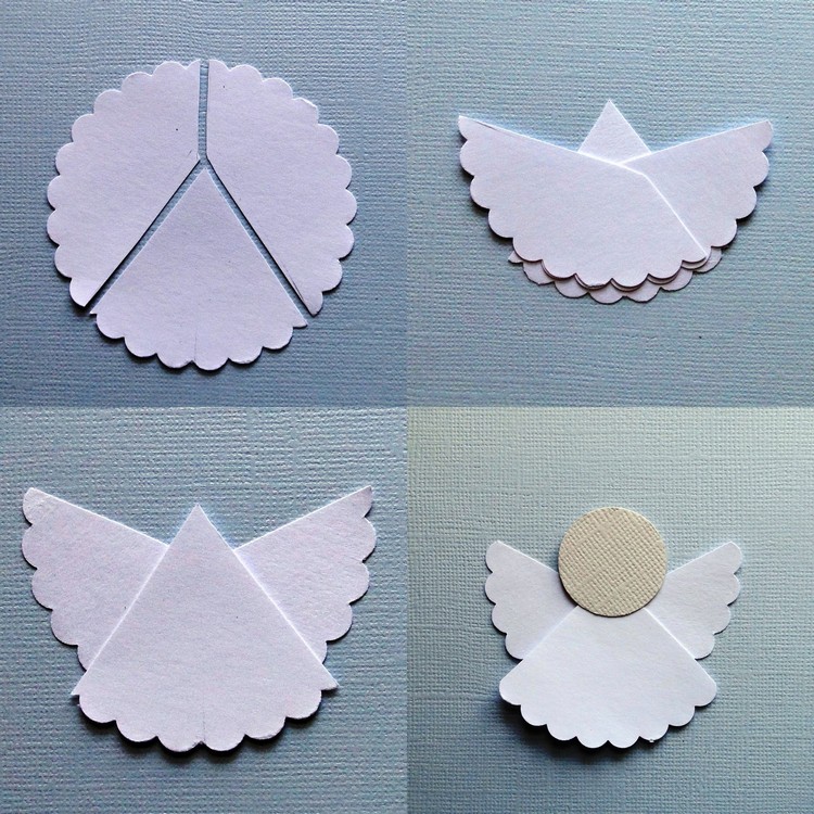carte vœux avec un ange de Noël matériaux necessaires papier différents éléments ange