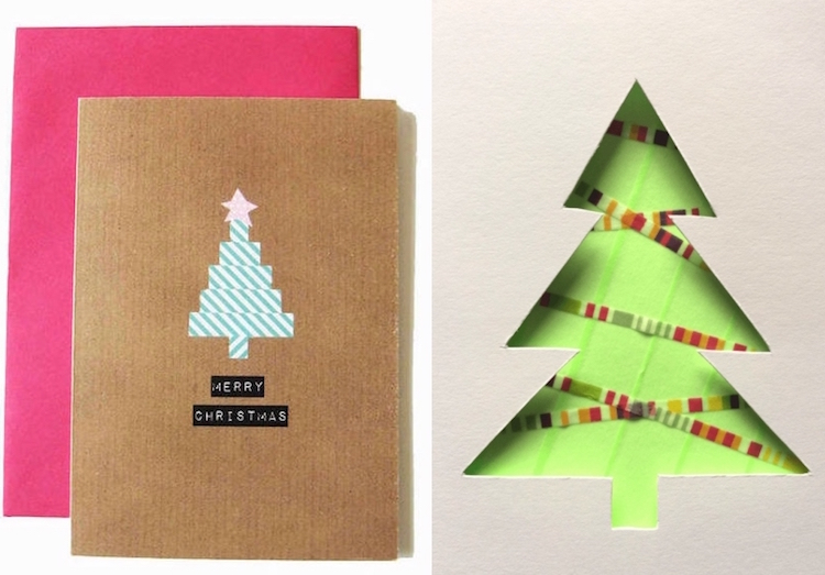 cartes de Noël à décorer soi-même de ruban japonais washi tape