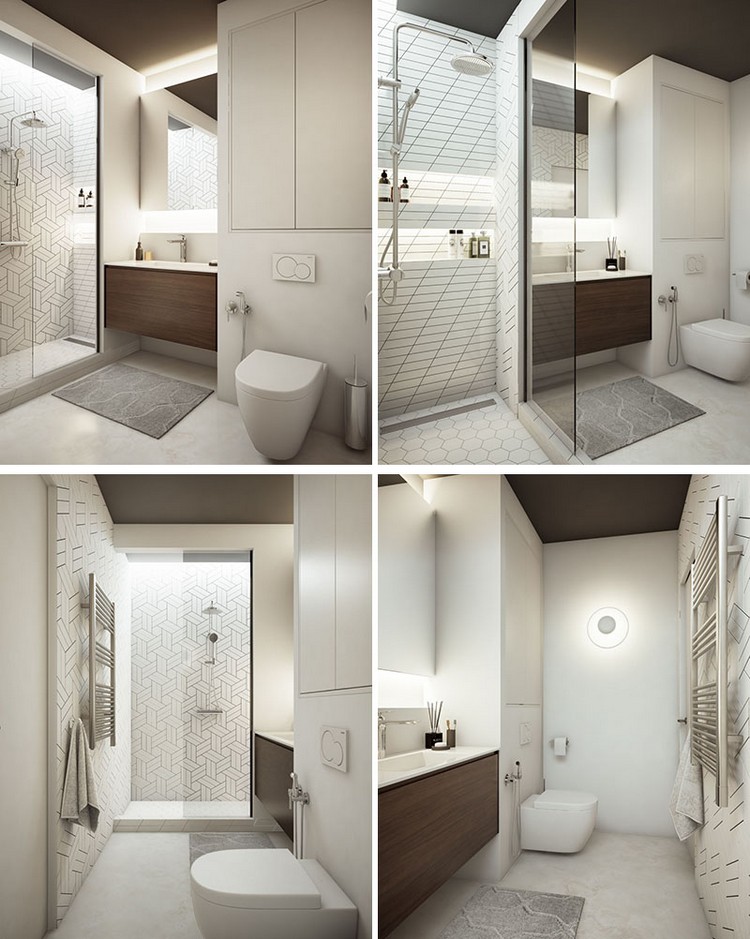 cloison ajourée bois étagères design luxe salle bain appartement moderne Moscou
