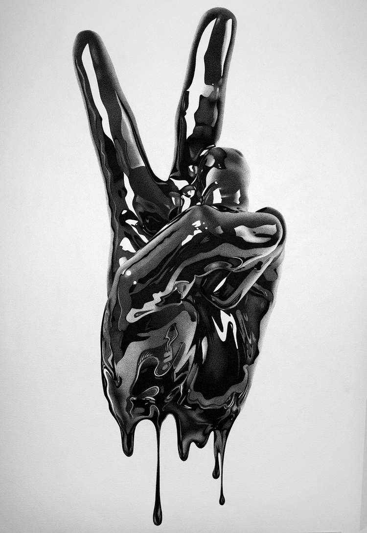 dessins noir et blanc encre noire silhouette homme hyperrealiste