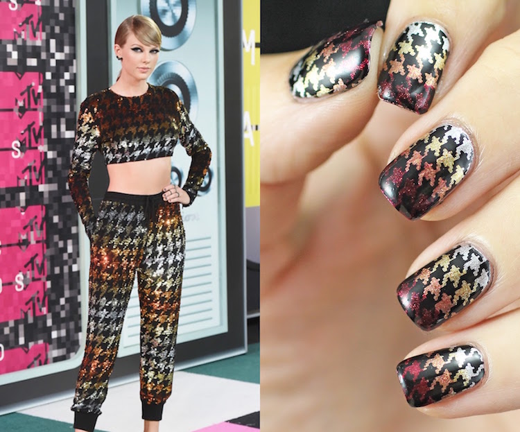 déco ongle gel inspirée tenue Taylor Swift