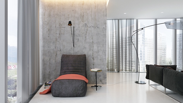 déco salon style minimaliste Lenz Architects- coin de lecture