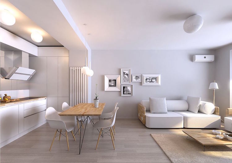 déco salon style minimaliste ouvert appartement Studio 1408