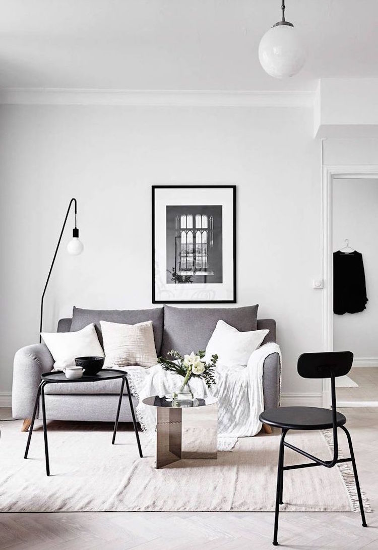 déco salon style minimaliste scandinave achromatique