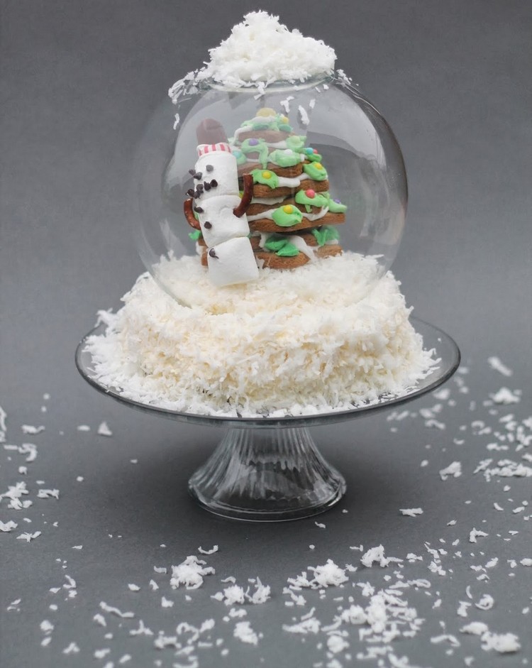 décoration gâteau Noël tarte boule neige idée DIY originale faite maison