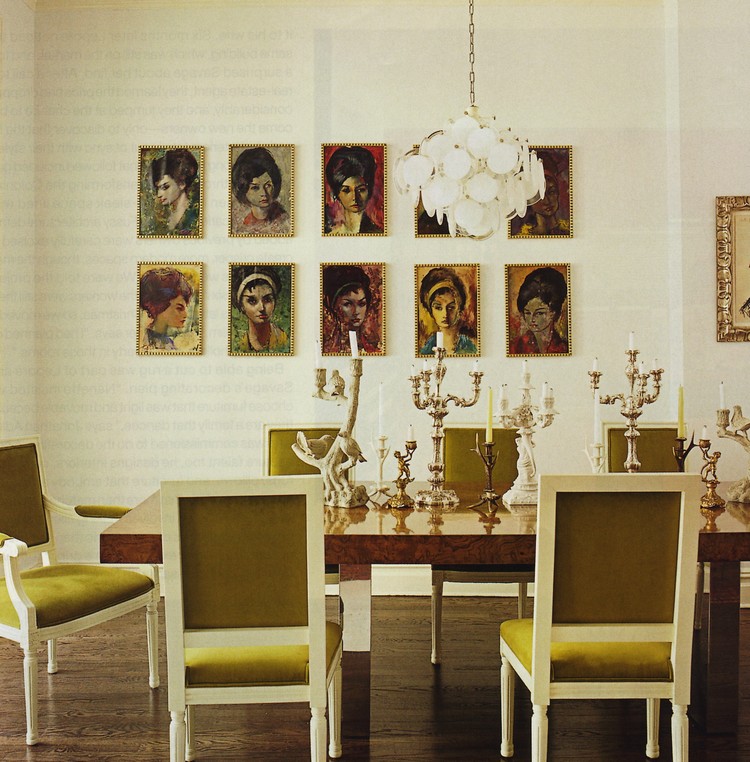 décoration murale salle à manger style vintage moderne suspension mini tableaux imprimés