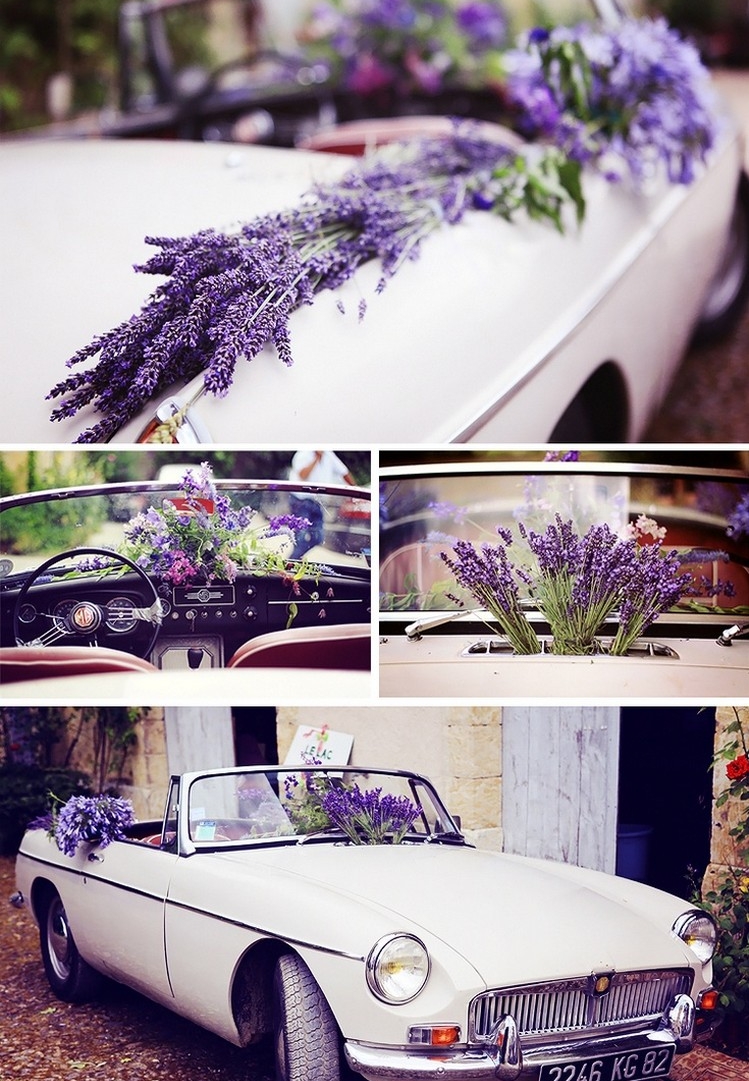 décoration voiture mariage idées astuces déco fleurs lavande façon française