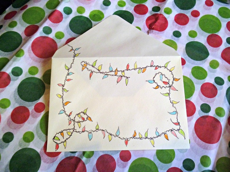 enveloppe de Noël dessiner des guirlandes lumineuses