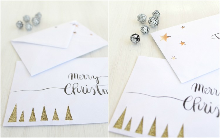 enveloppe de Noël décoration à motifs argentés et dorés