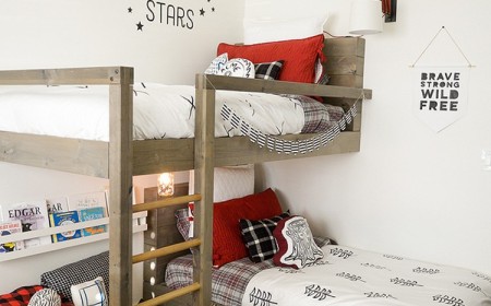 lit superposé design en bois brut chambre enfants garçon