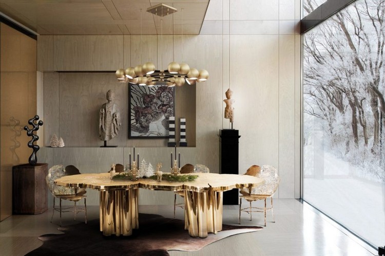maison design luxe bois style asiatique moderne décoration murale salle à manger