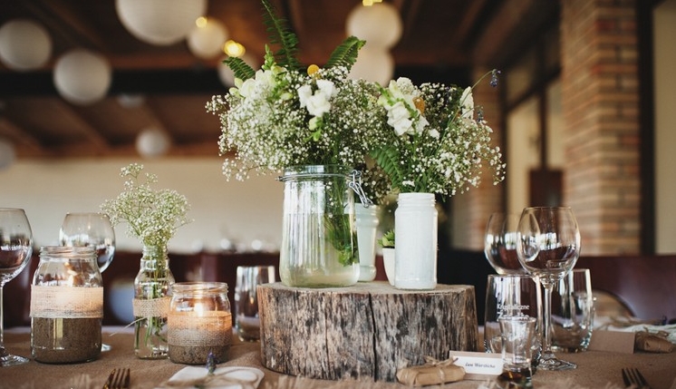 mariage rustique déco centre de table fleurs