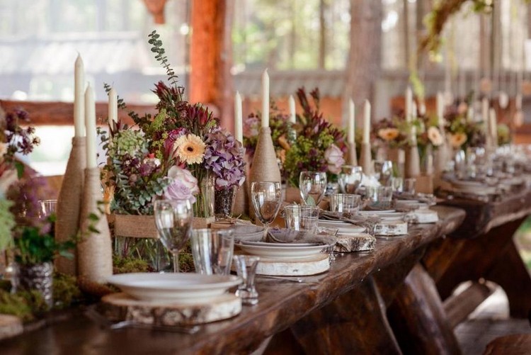 mariage rustique déco table en bois massif