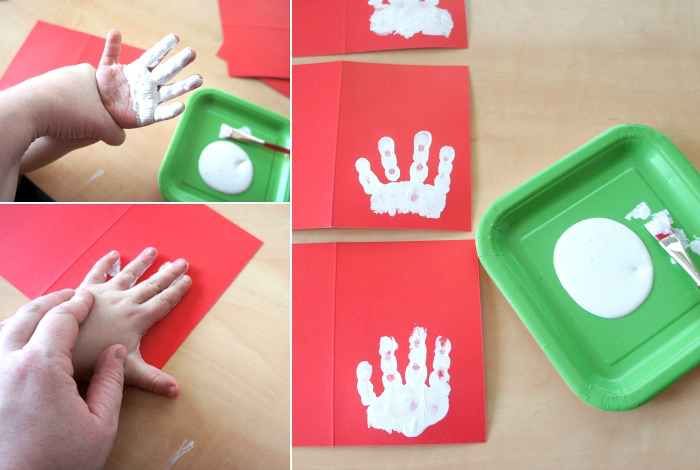 peinture de Noel avec les mains enseigner enfant dessiner avec mains