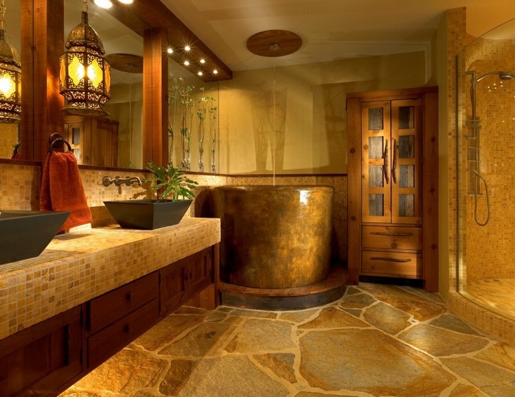 salle de bain en pierre naturelle ambiance haut de gamme