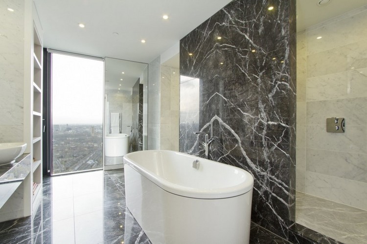 salle de bain en pierre naturelle baignoire idées