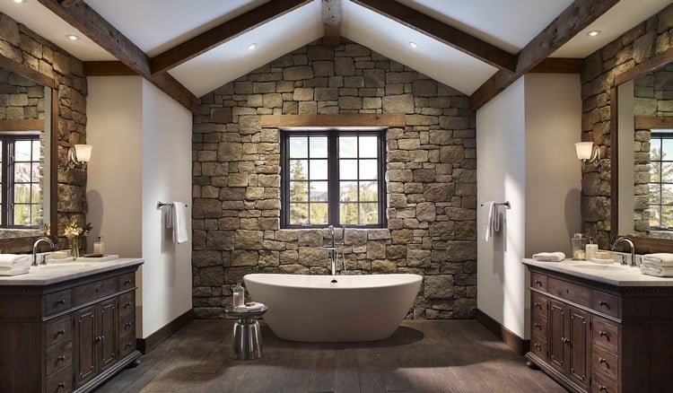 salle de bain en pierre naturelle déco rustique