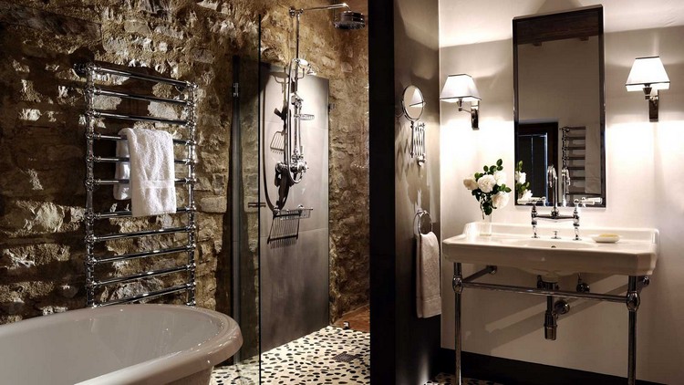 salle de bain en pierre naturelle style rustique moderne