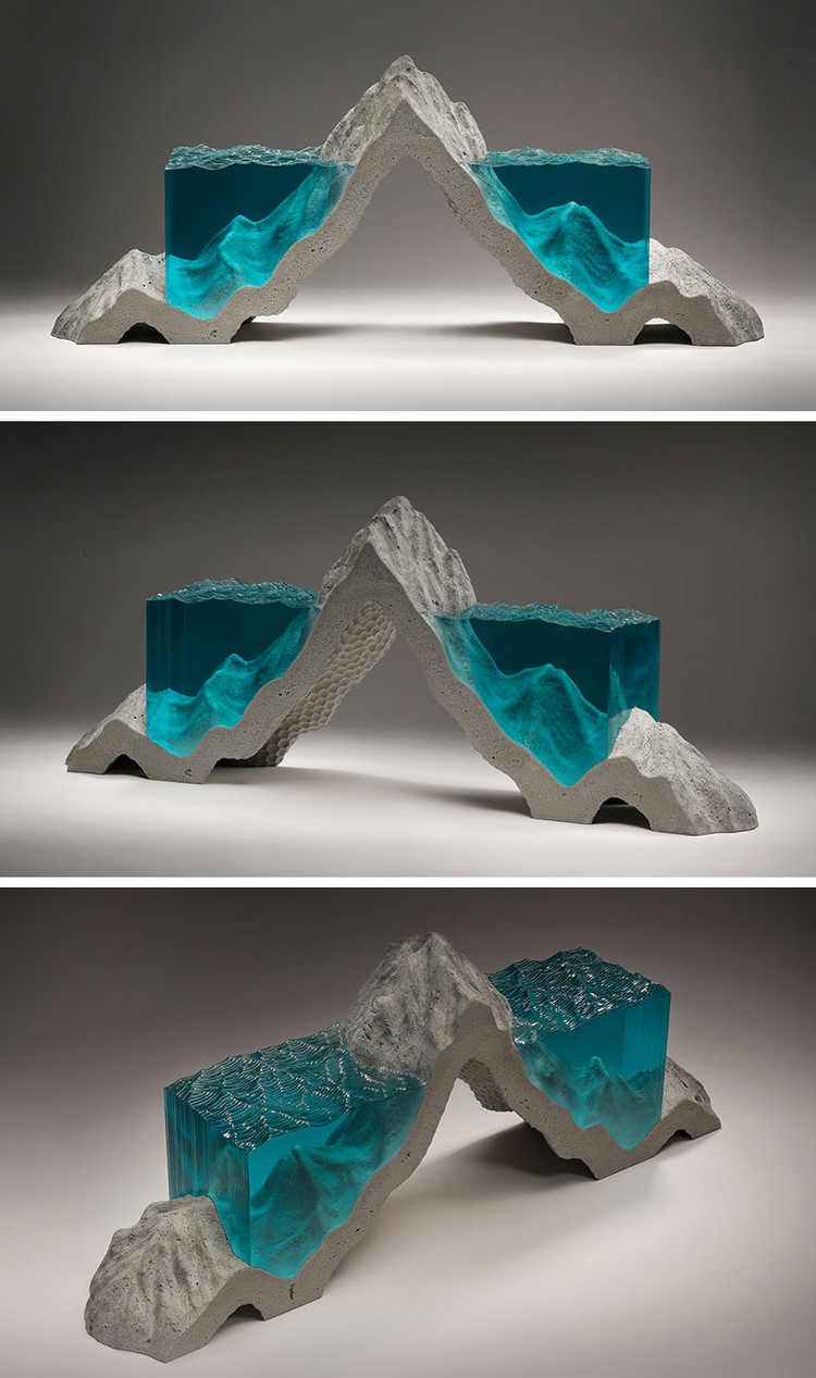 sculptures modernes en verre et en béton par ben young