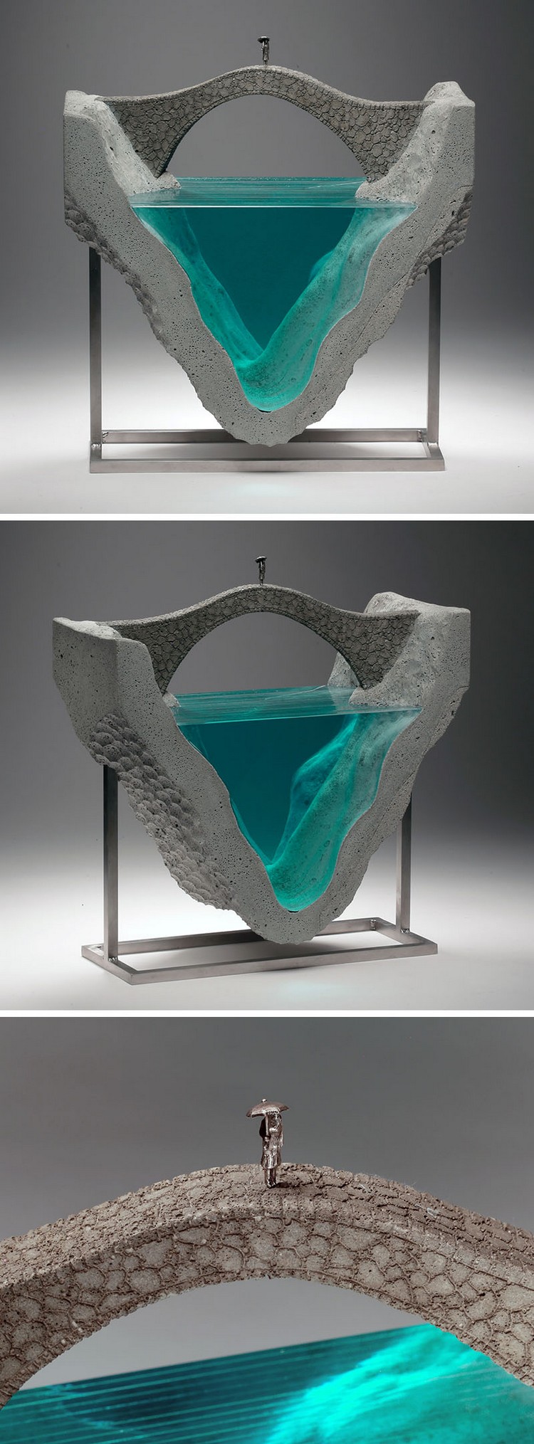 sculptures modernes en verre et en béton par l'artiste ben young