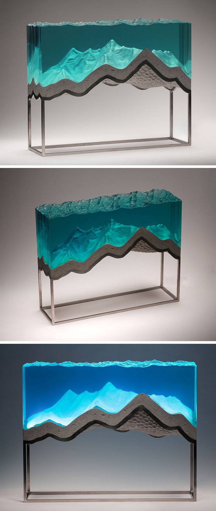 sculptures modernes en verre et en béton très réalistes