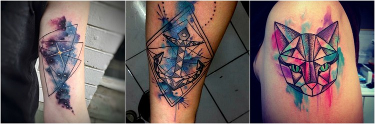 tatouage géométrique aquarelle idées