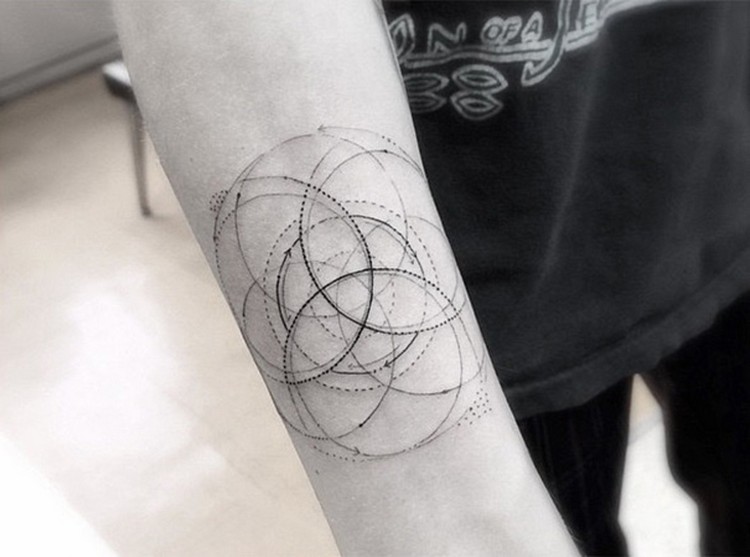 tatouage géométrique avant-bras cercles