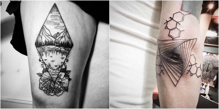 tatouage géométrique jambe bras idées