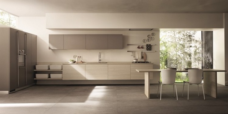 étagères en bois solution pratique esthétique aménagement cuisine intégrée revêtement adhésif mélaminé meubles cuisine