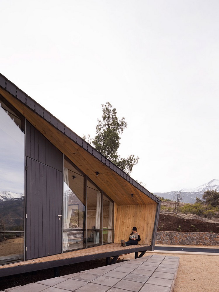 Baie vitrée sur mesure moderne maison architecte design bois pin bardage intérieur contemporain