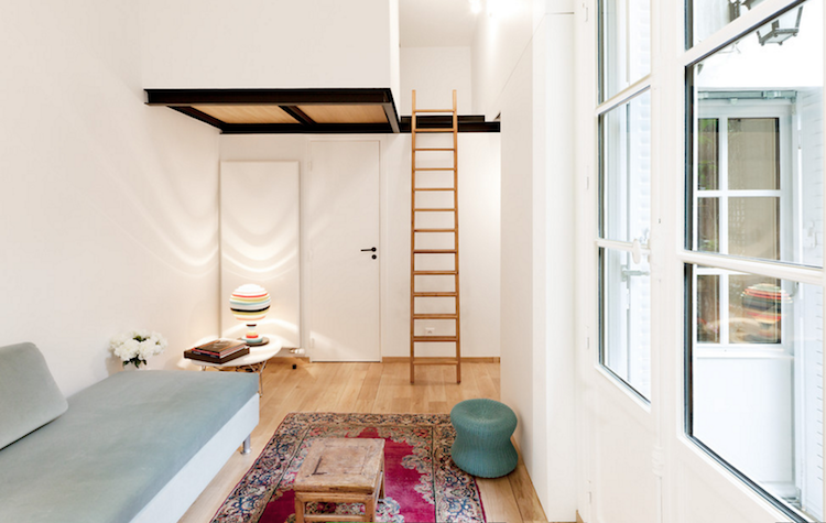 architecte d' intérieur Dominique Paolini - appartement studio couchage en mezzanine