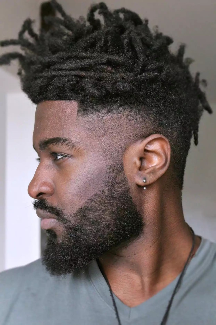 coiffure homme noir degrade dreadlocks barbe