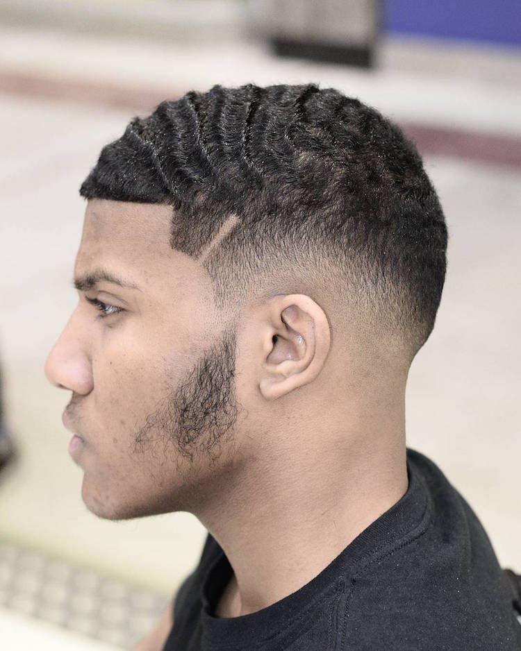 coiffure homme noir degrade waves moderne