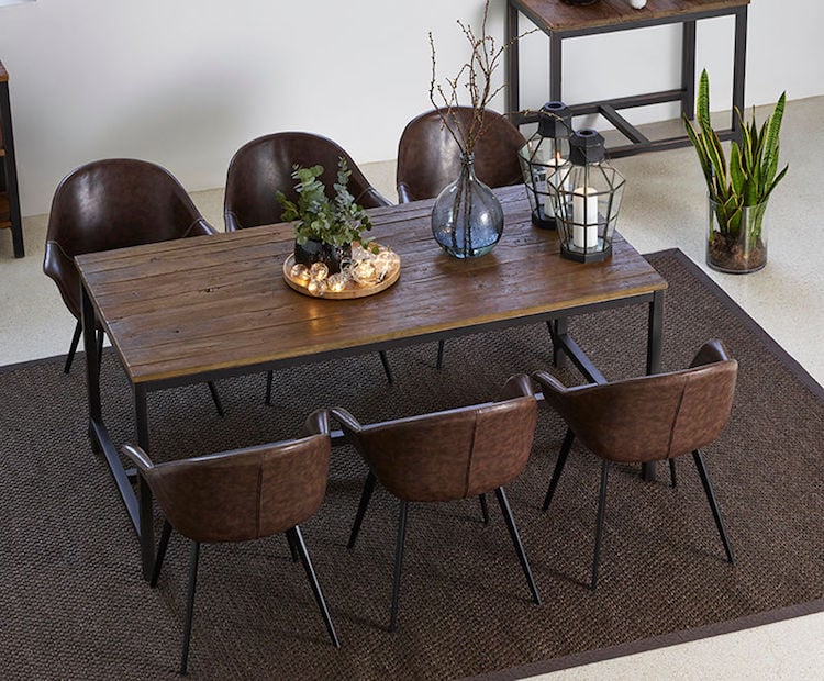 comment choisir sa table a manger style industriel plateau bois pietement metal chaises cuir marron
