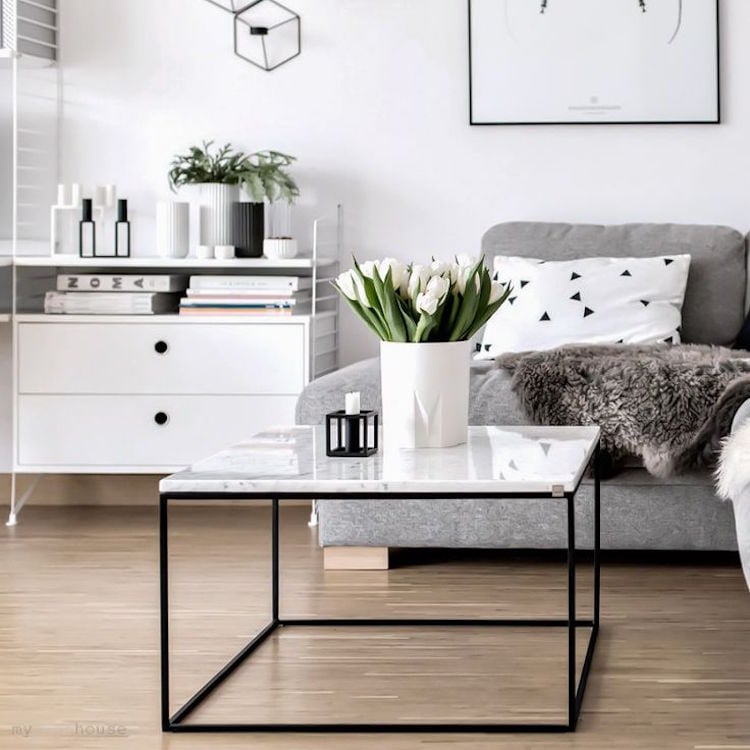comment choisir une table basse rectangulaire plateau marbre salon scandinave
