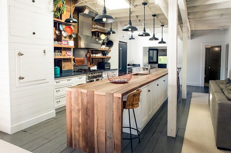 comptoir de cuisine en bois recyclé top tendance rénovation