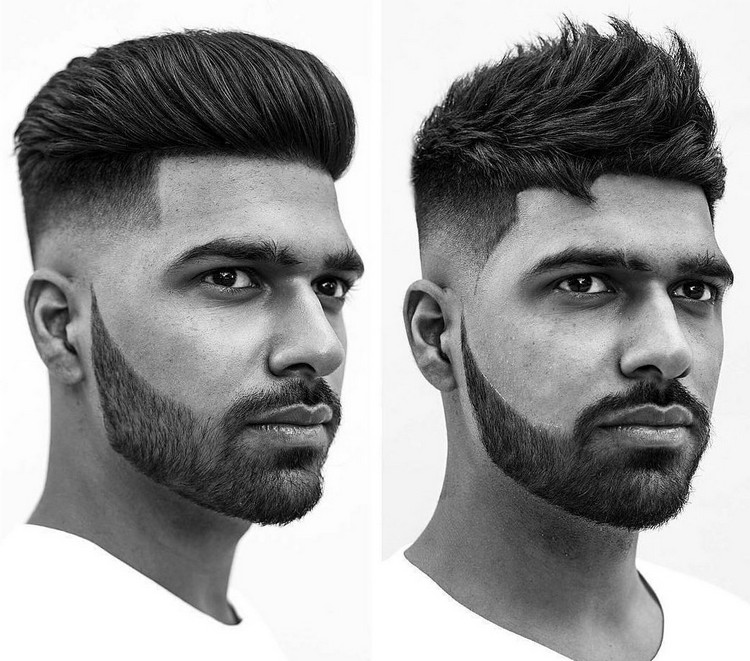 coupe de cheveux homme tendance idée crêpage cheveux fade moderne barbe entretenue courte
