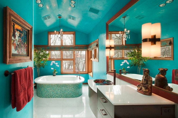 déco salle de bain zen turquoise
