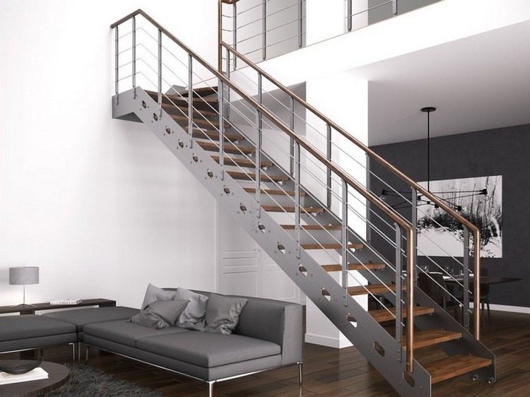escaliers intérieurs métal et bois