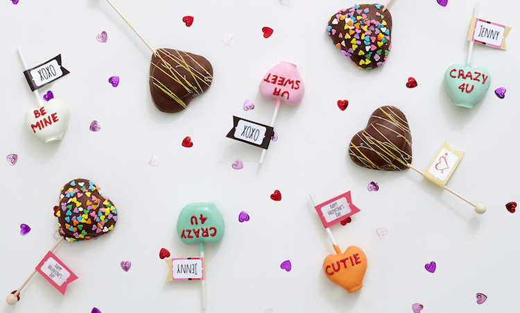idée cadeau Saint Valentin DIY sucettes coeurs en chocolat avec XOXO