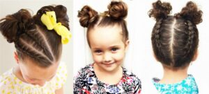 idées de coiffure petite fille macarons chignon double bun