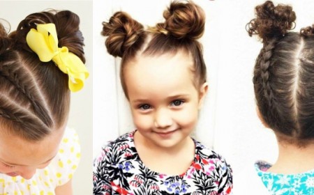 idées de coiffure petite fille macarons chignon double bun