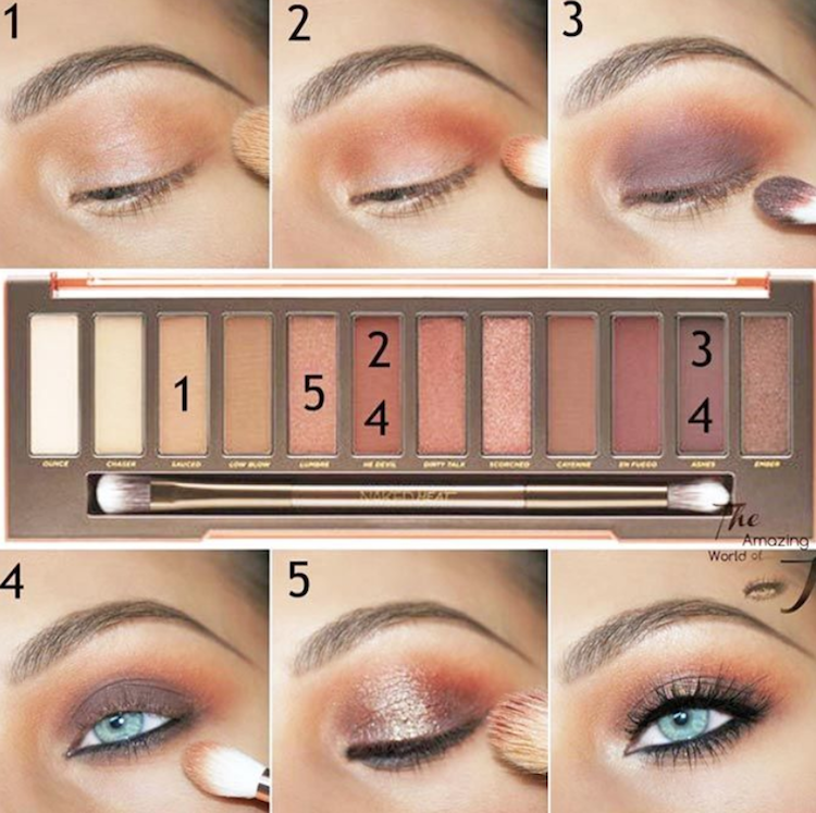 maquillage smoky eyes couleurs nude yeux bleus