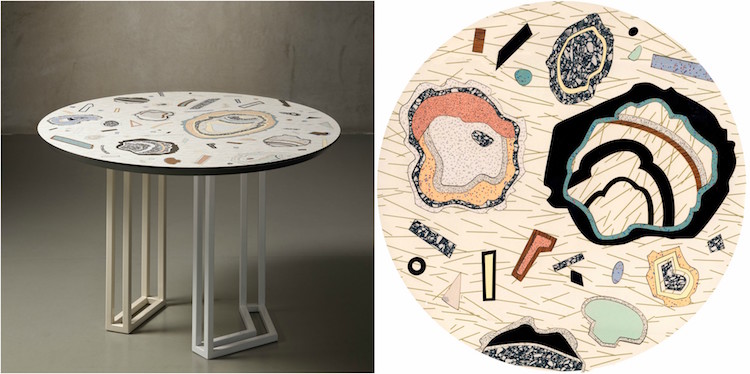 marqueterie moderne table basse Moon rock Bethan Laura Wood