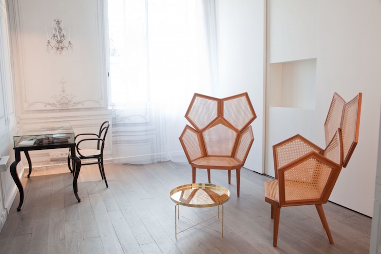 mobilier cannage chaises oreilles design Phillippe Bestenheider Lui5