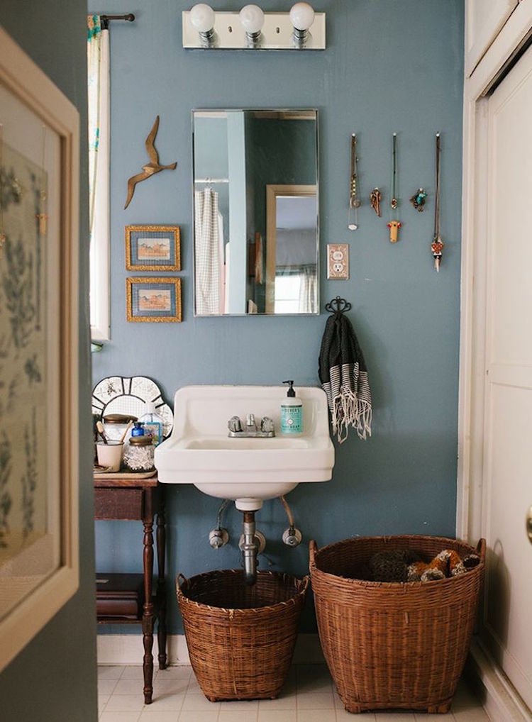 petite salle de bain design- décoration de style campagnard