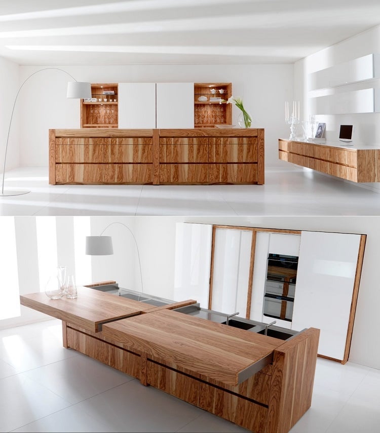 plan travail cuisine convertible desin bois chêne moderne style minimaliste