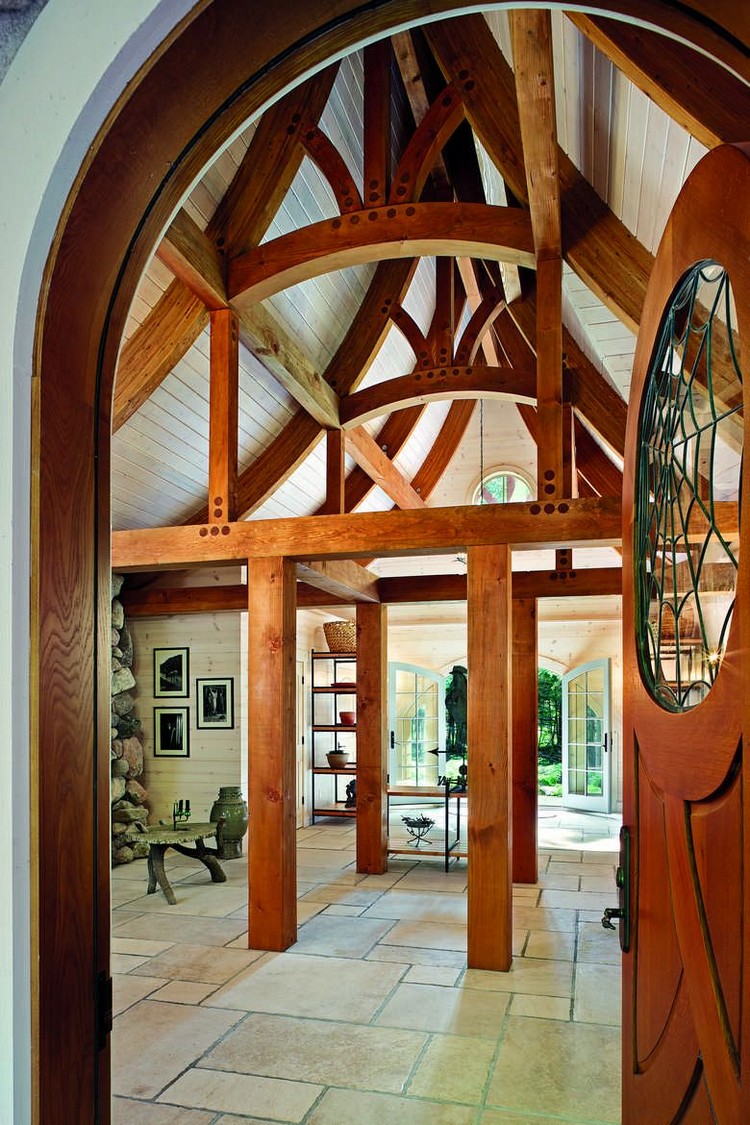 porte d'entrée sur mesure en bois style cottage moderne