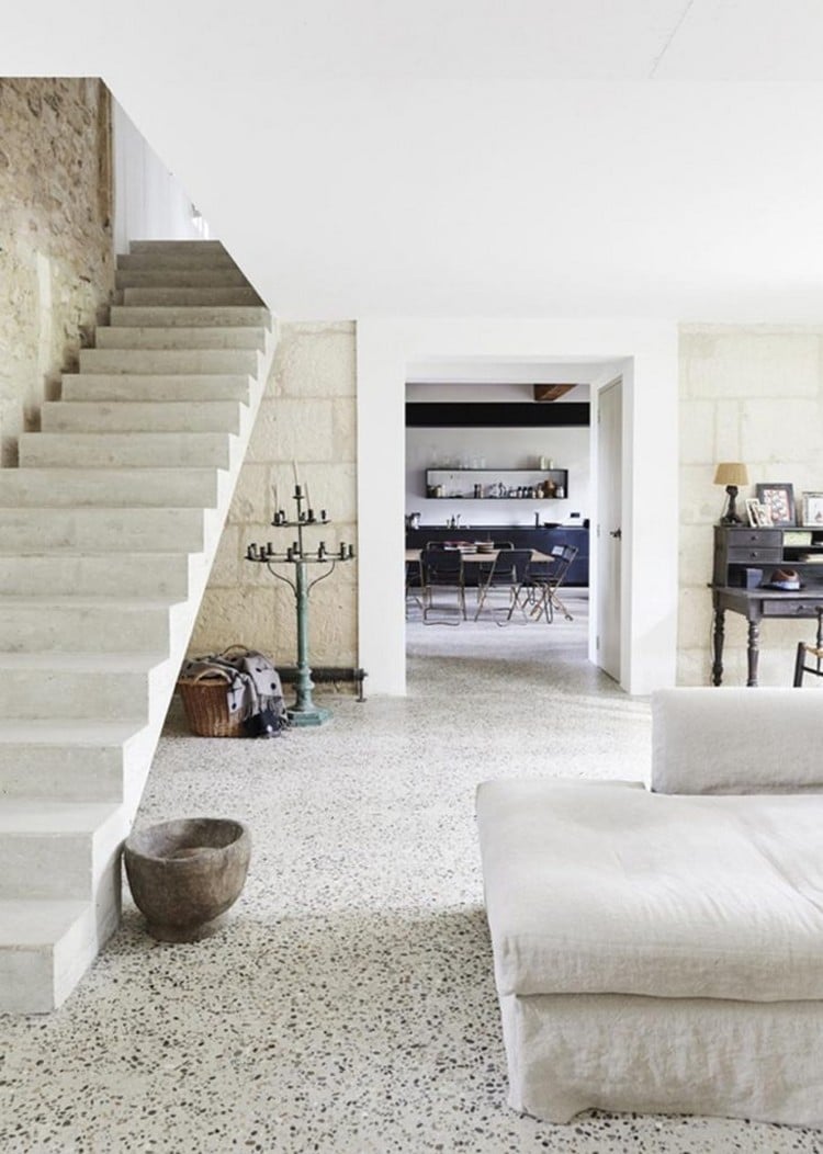 revêtement de sol intérieur terrazzo blanc tendances design intérieur carrelage sol mur marbre granite pierres naturelles