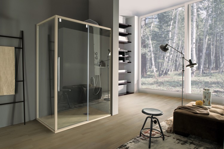 salle de bain avec douche italienne design intégré chambre idée aménagement pièce